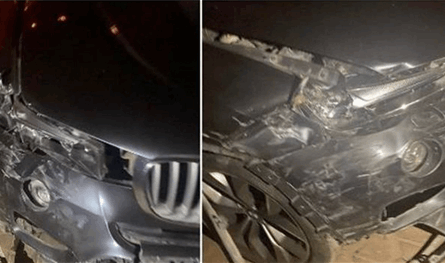 سيارته تحطمت.. فنان شهير ينجو من حادث سير مروع (صور) سيارته تحطمت.. فنان شهير ينجو من حادث سير مروع (صور)