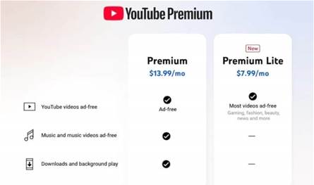 يوتيوب تطلق اشتراك بريميوم لايت المُخفّض لمشاهدة مقاطع ال.. من دون إعلانات يوتيوب تطلق اشتراك بريميوم لايت المُخفّض لمشاهدة مقاطع ال.. من دون إعلانات