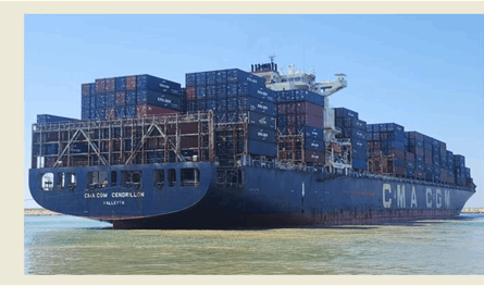 مرفأ طرابلس استقبل السفينة العملاقة  CMA CGM COBALT