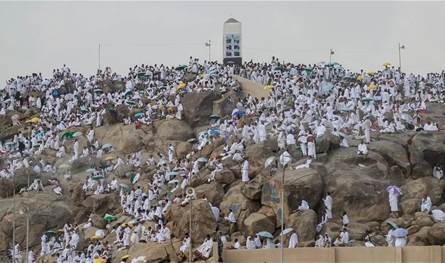 في مشهد مهيب.. الحجاج يتسابقون إلى جبل الرحمة عشية النفير إلى مزدلفة