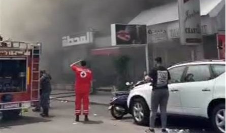 بالصورة.. حريق داخل مطعم &quot;المحطة&quot; في بيروت