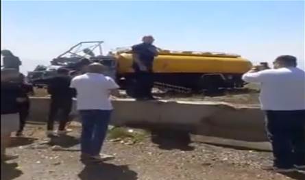 بالفيديو... حادث سير على طريق ضهر البيدر