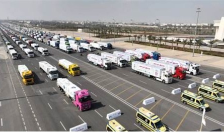 بدء دخول قوافل مساعدات مصرية إلى قطاع غزة