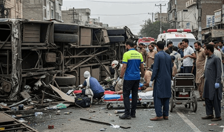 مقتل 10 أشخاص في انقلاب حافلة على طريق سريع في باكستان