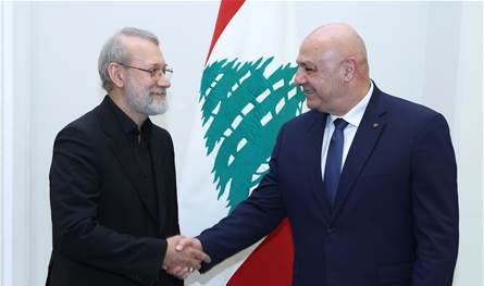 خطابان متناقضان ميزا زيارة اليوم الواحد.. عون :&quot;الصداقة لا يجب أن تكون من خلال مكوّن لبناني واحد&quot; ولاريجاني :&quot;لن نتخلّى عن المقاومة&quot;