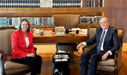 ميقاتي بحث مع السفيرة الأميركية الجهود الرامية لتثبيت وقف إطلاق النار في جنوب لبنان