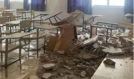 سقوط سقف صف في إحدى المدارس بصيدا