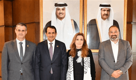 سفير قطر يستقبل ميرنا المر.. استعراض لمشاريع التنمية