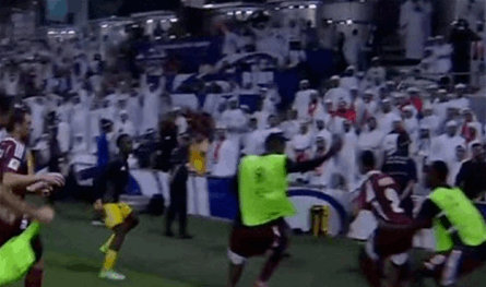 بالفيديو.. شغب بعد فوز قطر على الإمارات في الدوحة