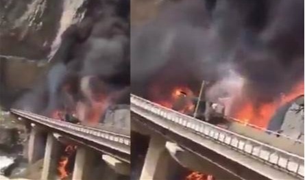 حادث مروّع في السعودية بين حافلة وصهريج نفط.. وفيديو يوثق المشهد