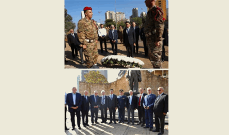مرقص وضع إكليلًا على تمثال بشارة الخوري باسم الجمهورية اللبنانية