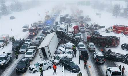 فيديو مروّع من أميركا... تصادم أكثر من 40 سيارة!