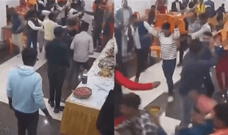 بسبب الحلوى.. زفاف تحوّل إلى حلبة مصارعة بين أهل العريس والعروس (فيديو)