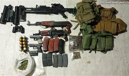 بالصور.. توقيف ثلاثة مطلوبين في بعلبك وضبط أسلحة وذخائر ومخدرات