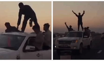 استعراض خطِر في موكب زفاف.. وغرامة قاسية بحق السائق