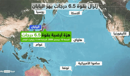 زلزال جديد قبالة أوموري.. وإلغاء تحذير &quot;تسونامي&quot;