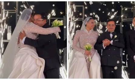 وسط البكاء.. ابنة محمد هنيدي ترقص مع والدها في حفل زفافها (فيديو)