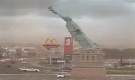 بالفيديو... عاصفة تتسبّب في انهيار "تمثال الحرية"