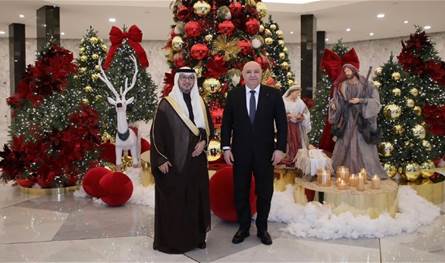 للتهنئة بالعيد.. البخاري في بعبدا 