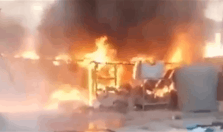 بالصور.. حريق يلتهم خيم النازحين في زحلة 