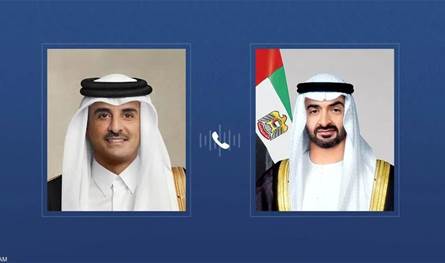 خلال اتصال هاتفي.. رئيس دولة الإمارات وأمير قطر يبحثان التطورات في المنطقة