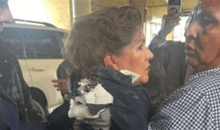 بالفيديو.. إلقاء قنبلة على نائبة 