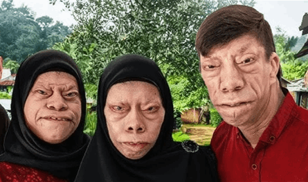 بالفيديو.. عائلة إندونيسية تتحول وجوهها إلى "سحالي"