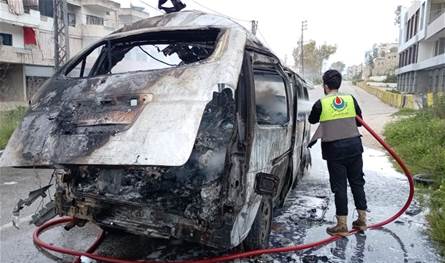 بالصورة: استهداف "فان" على طريق معروب.. واستشهاد 4 أشخاص