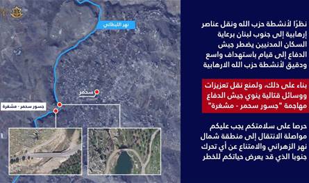 إنذار إسرائيلي في البقاع.. هذه الجسور ستُقصف