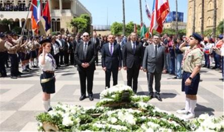 في أنطلياس.. وفد من "التيار" يكرّم شهداء الإبادة الأرمنية بوضع إكليل من الزهر