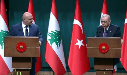 إردوغان لعون : تركيا ترغب بالمشاركة في مبادرات تضمن سيادة لبنان وتؤيد استمرار الحوار اللبناني السوري وتطوّره