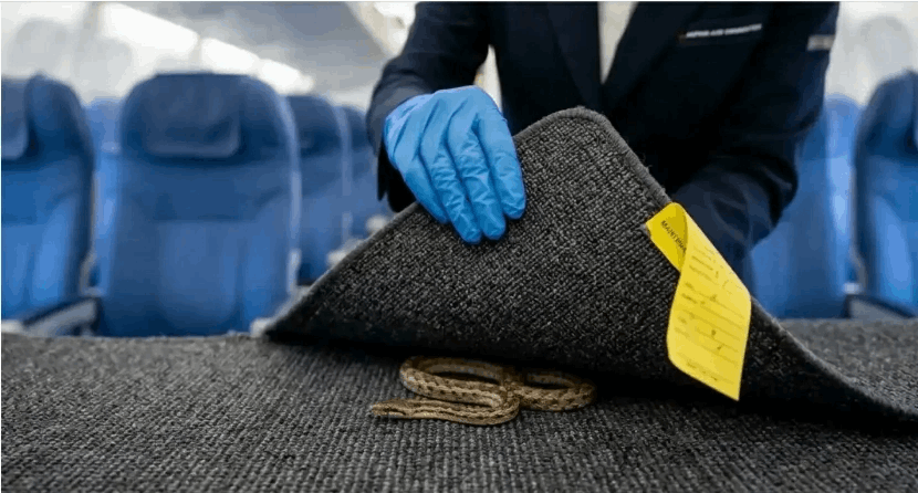 40 cm long… A snake under the carpet cancels a flight